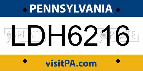 LDH6216 Pennsylvania License Plate