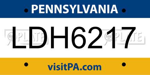 LDH6217 Pennsylvania License Plate
