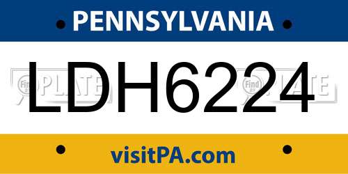 LDH6224 Pennsylvania License Plate