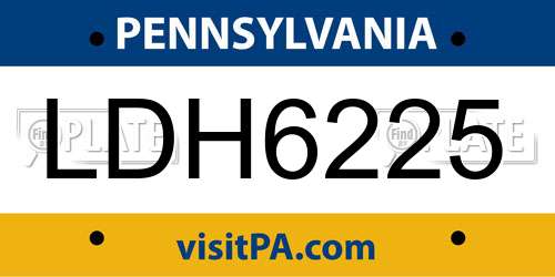 LDH6225 Pennsylvania License Plate