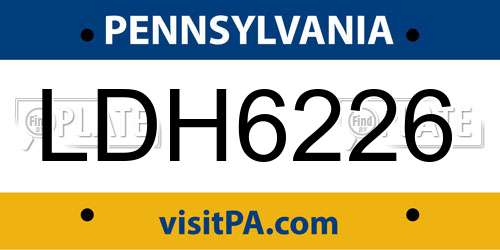LDH6226 Pennsylvania License Plate