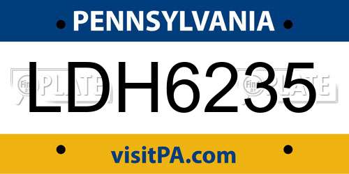 LDH6235 Pennsylvania License Plate
