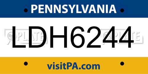 LDH6244 Pennsylvania License Plate