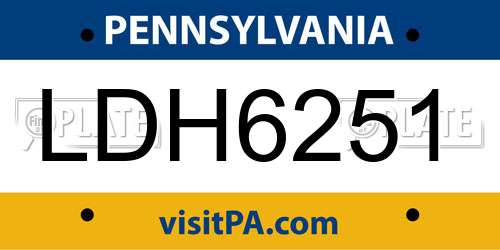 LDH6251 Pennsylvania License Plate