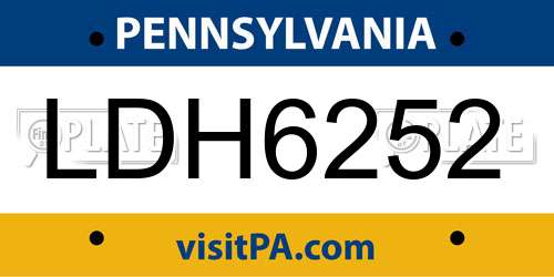 LDH6252 Pennsylvania License Plate