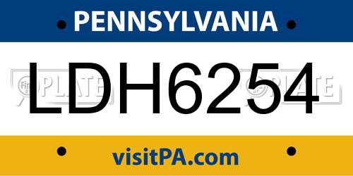 LDH6254 Pennsylvania License Plate