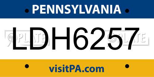 LDH6257 Pennsylvania License Plate