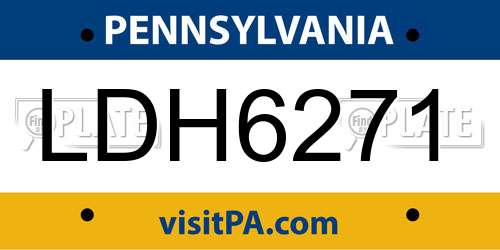 LDH6271 Pennsylvania License Plate
