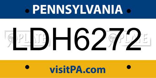 LDH6272 Pennsylvania License Plate