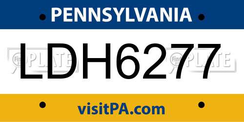 LDH6277 Pennsylvania License Plate