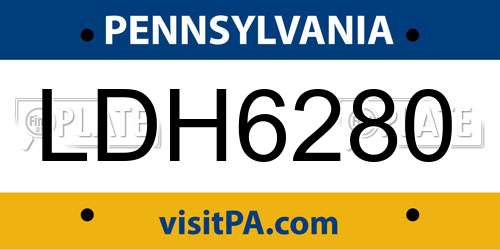 LDH6280 Pennsylvania License Plate