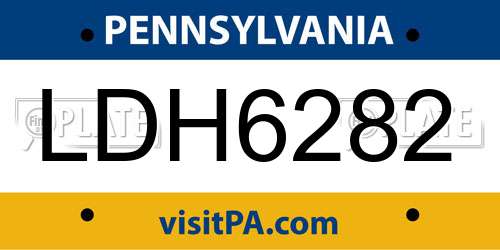 LDH6282 Pennsylvania License Plate