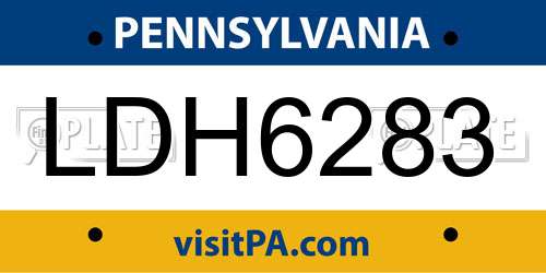 LDH6283 Pennsylvania License Plate