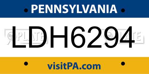 LDH6294 Pennsylvania License Plate