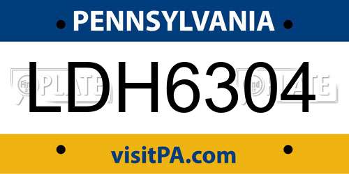 LDH6304 Pennsylvania License Plate