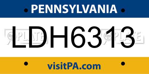 LDH6313 Pennsylvania License Plate