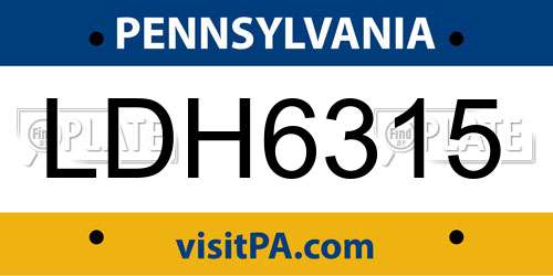 LDH6315 Pennsylvania License Plate