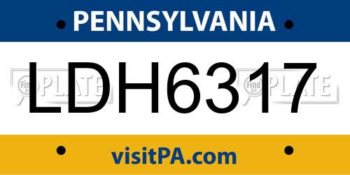 LDH6317 Pennsylvania License Plate