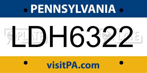 LDH6322 Pennsylvania License Plate