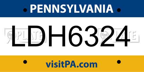 LDH6324 Pennsylvania License Plate