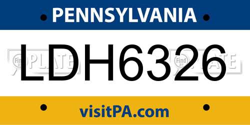 LDH6326 Pennsylvania License Plate