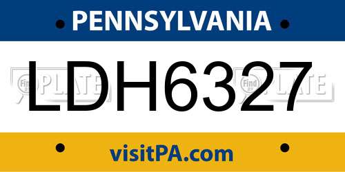 LDH6327 Pennsylvania License Plate