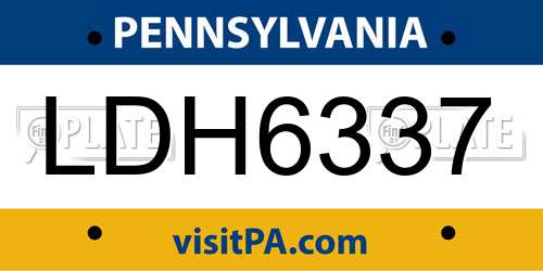 LDH6337 Pennsylvania License Plate