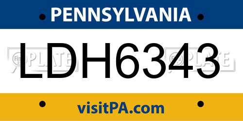 LDH6343 Pennsylvania License Plate