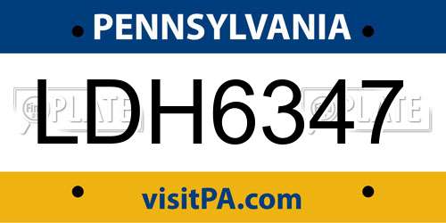 LDH6347 Pennsylvania License Plate