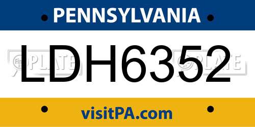LDH6352 Pennsylvania License Plate