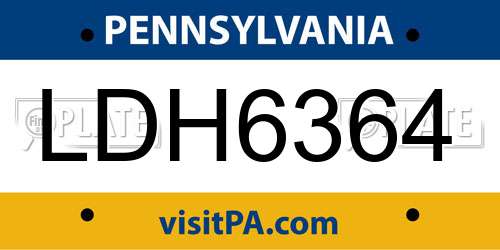 LDH6364 Pennsylvania License Plate