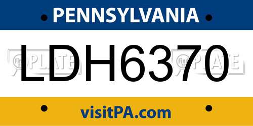 LDH6370 Pennsylvania License Plate