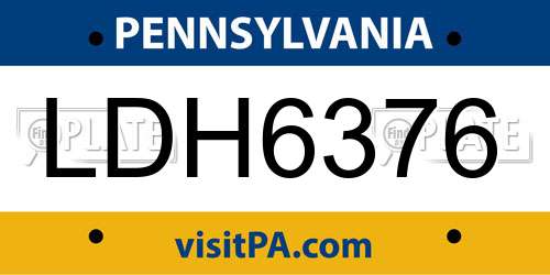 LDH6376 Pennsylvania License Plate