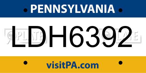 LDH6392 Pennsylvania License Plate