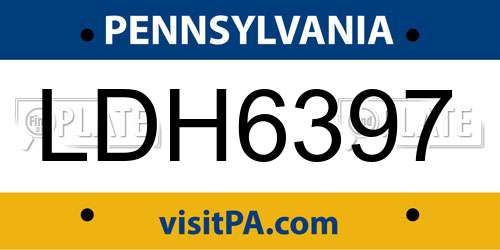 LDH6397 Pennsylvania License Plate
