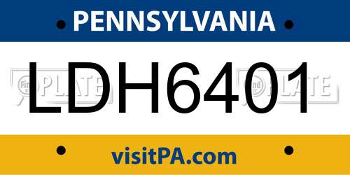LDH6401 Pennsylvania License Plate