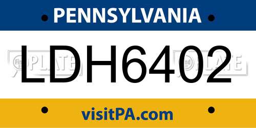 LDH6402 Pennsylvania License Plate