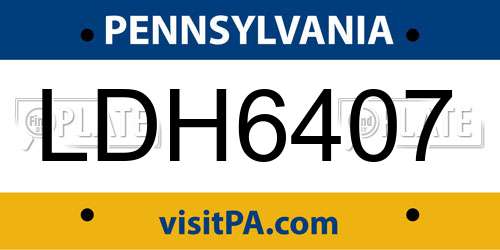 LDH6407 Pennsylvania License Plate