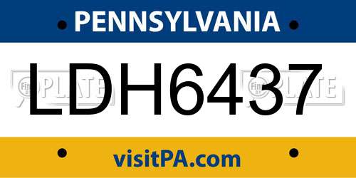 LDH6437 Pennsylvania License Plate