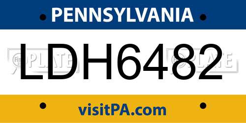 LDH6482 Pennsylvania License Plate
