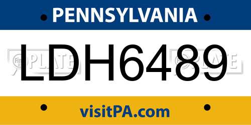 LDH6489 Pennsylvania License Plate