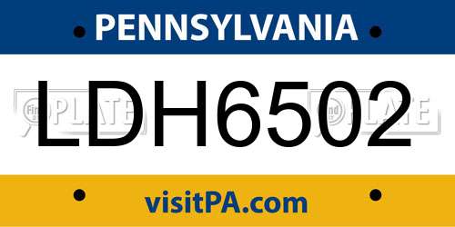 LDH6502 Pennsylvania License Plate