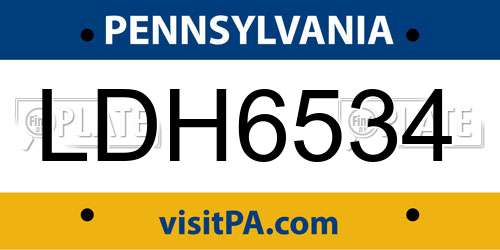 LDH6534 Pennsylvania License Plate