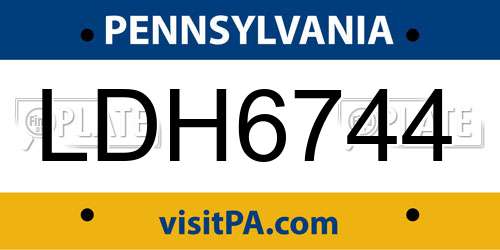 LDH6744 Pennsylvania License Plate