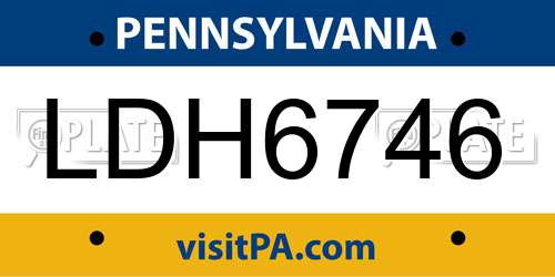 LDH6746 Pennsylvania License Plate