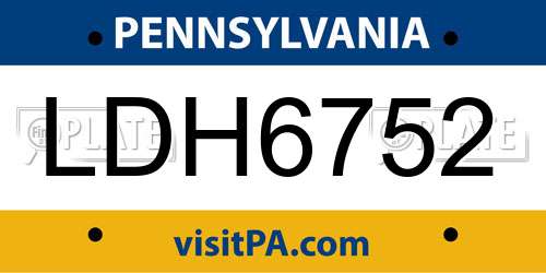 LDH6752 Pennsylvania License Plate