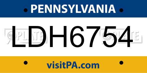 LDH6754 Pennsylvania License Plate