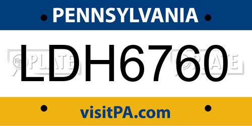LDH6760 Pennsylvania License Plate