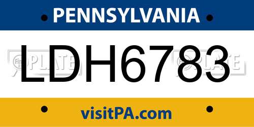 LDH6783 Pennsylvania License Plate