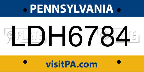 LDH6784 Pennsylvania License Plate